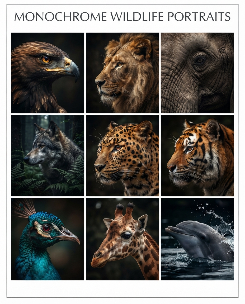8k Realistic Photo Portraits Of Animals