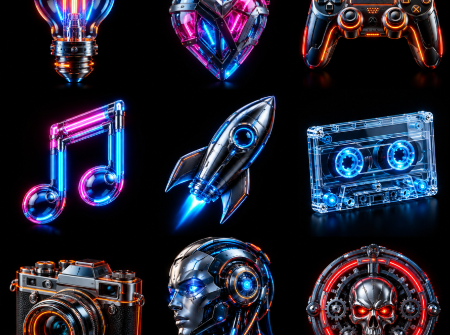 Futuristic Chrome Icon Sets