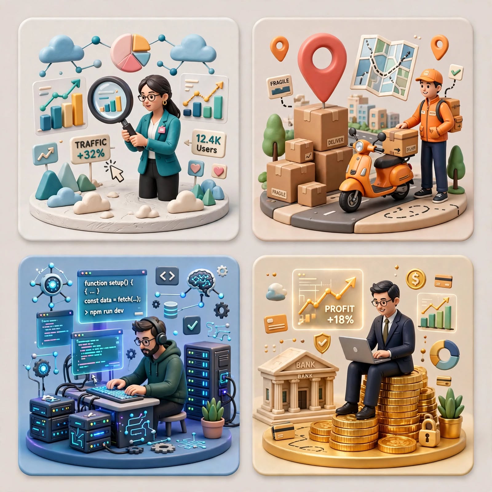 Modern Business 3D UI Character Assets