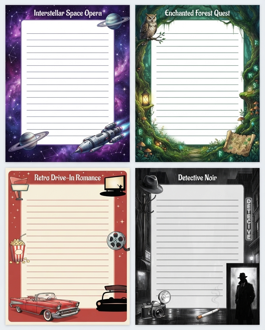 Printable Movie Lined Writing Papers