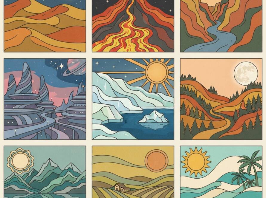 Retro Abstract Wavy Landscapes