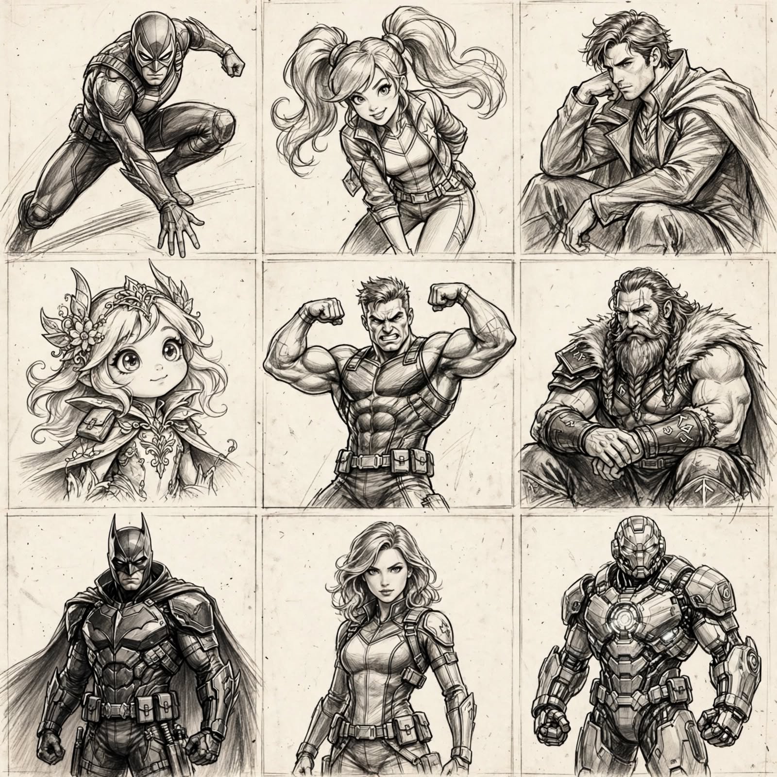 Sketch Style Comic Characters