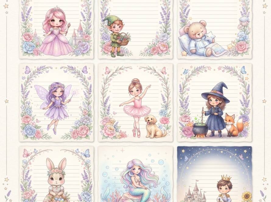 Whimsical Floral Storybook Writing Pages