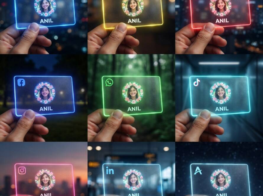 3D Transparent Social Media Profile Cards