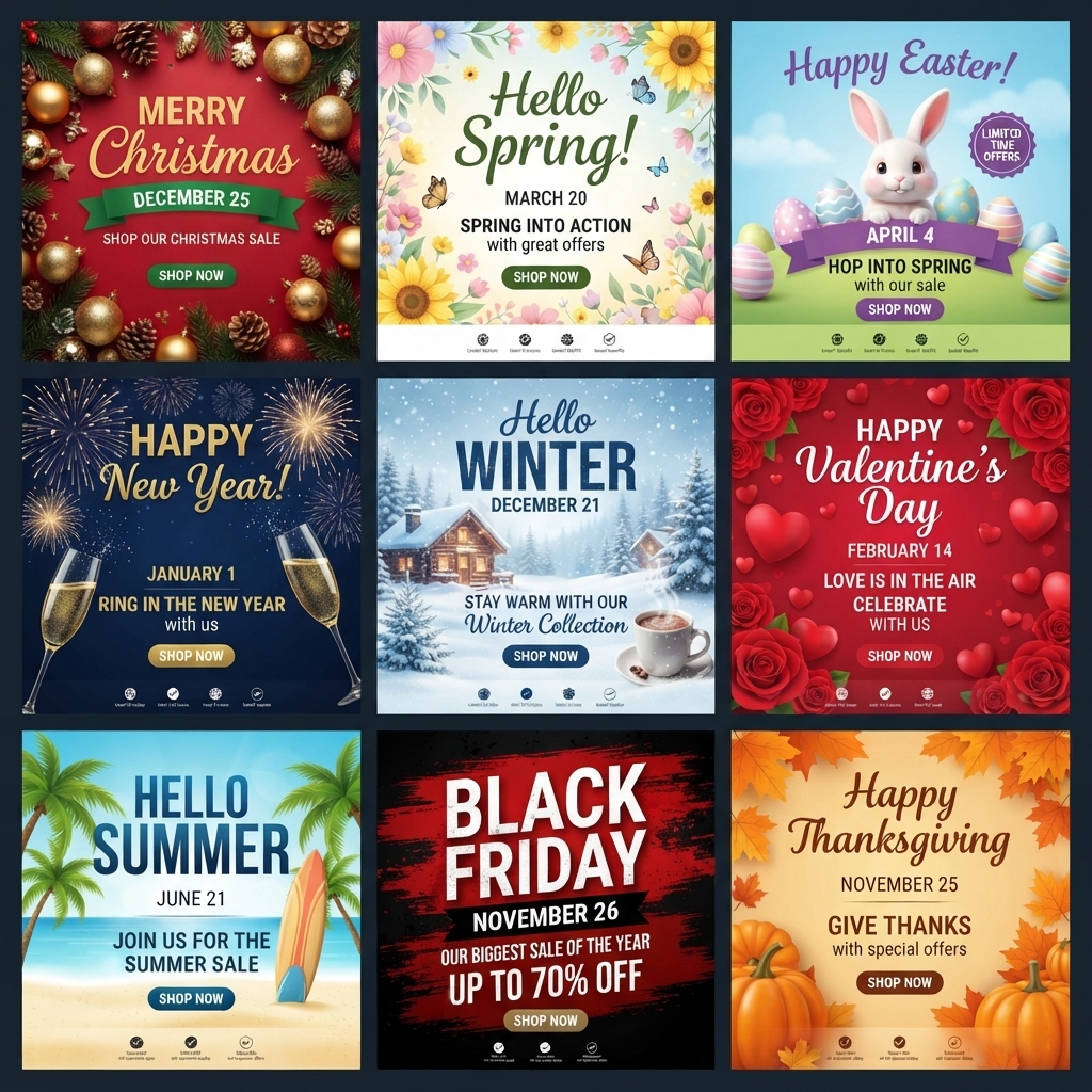 Catchy Seasonal Social Media Graphics