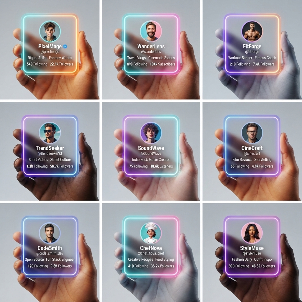 Futuristic Social Media Id Cards
