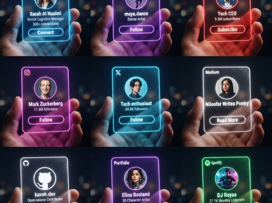 Neon Instagram Profile Cards