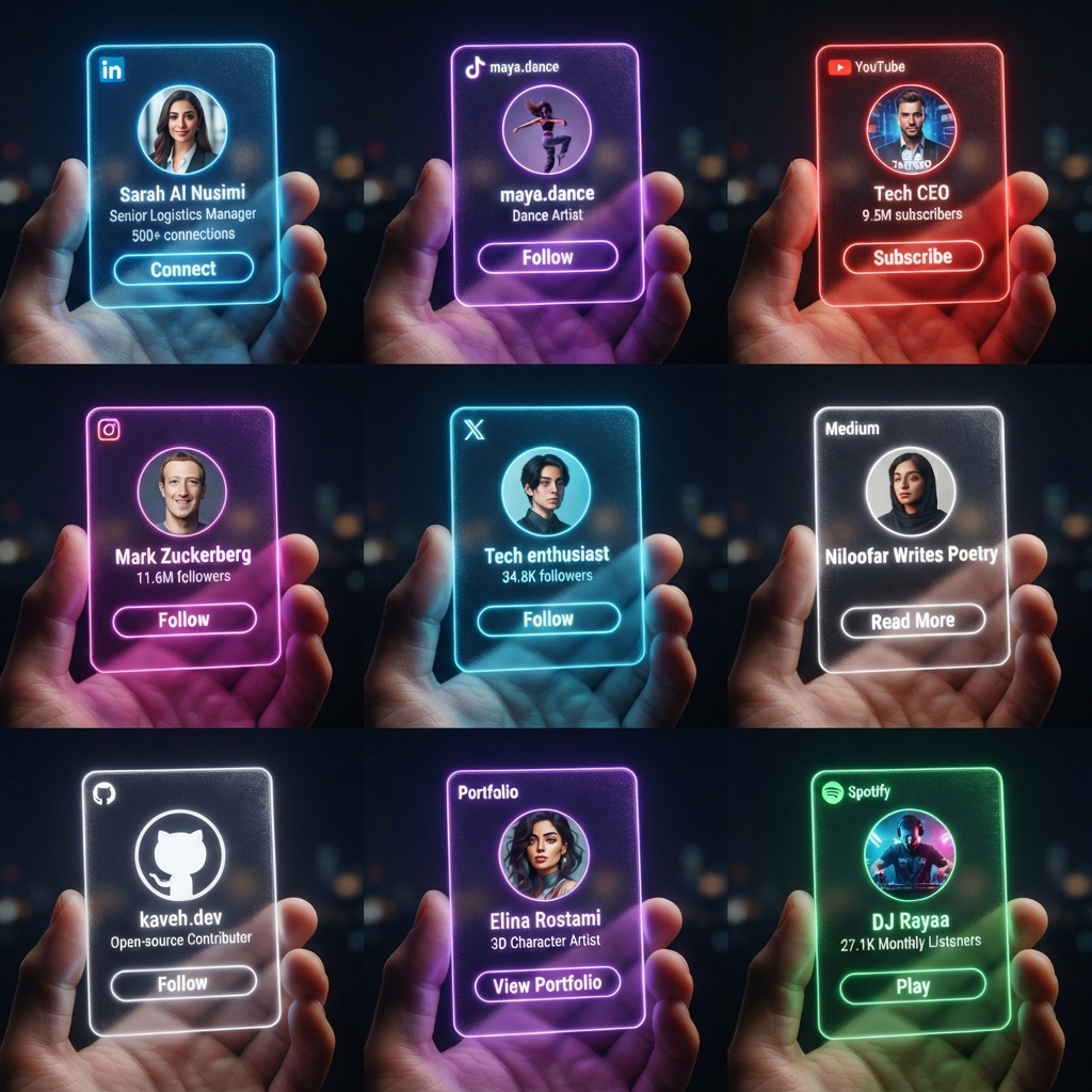Neon Instagram Profile Cards